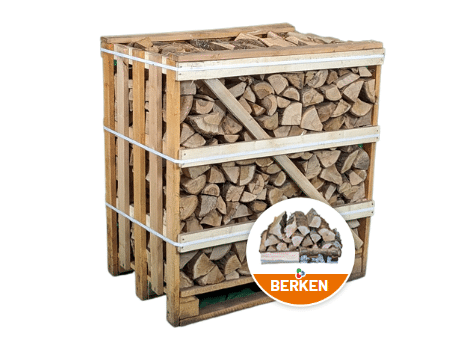 Haardhout gestapeld kist halve pallet Berken